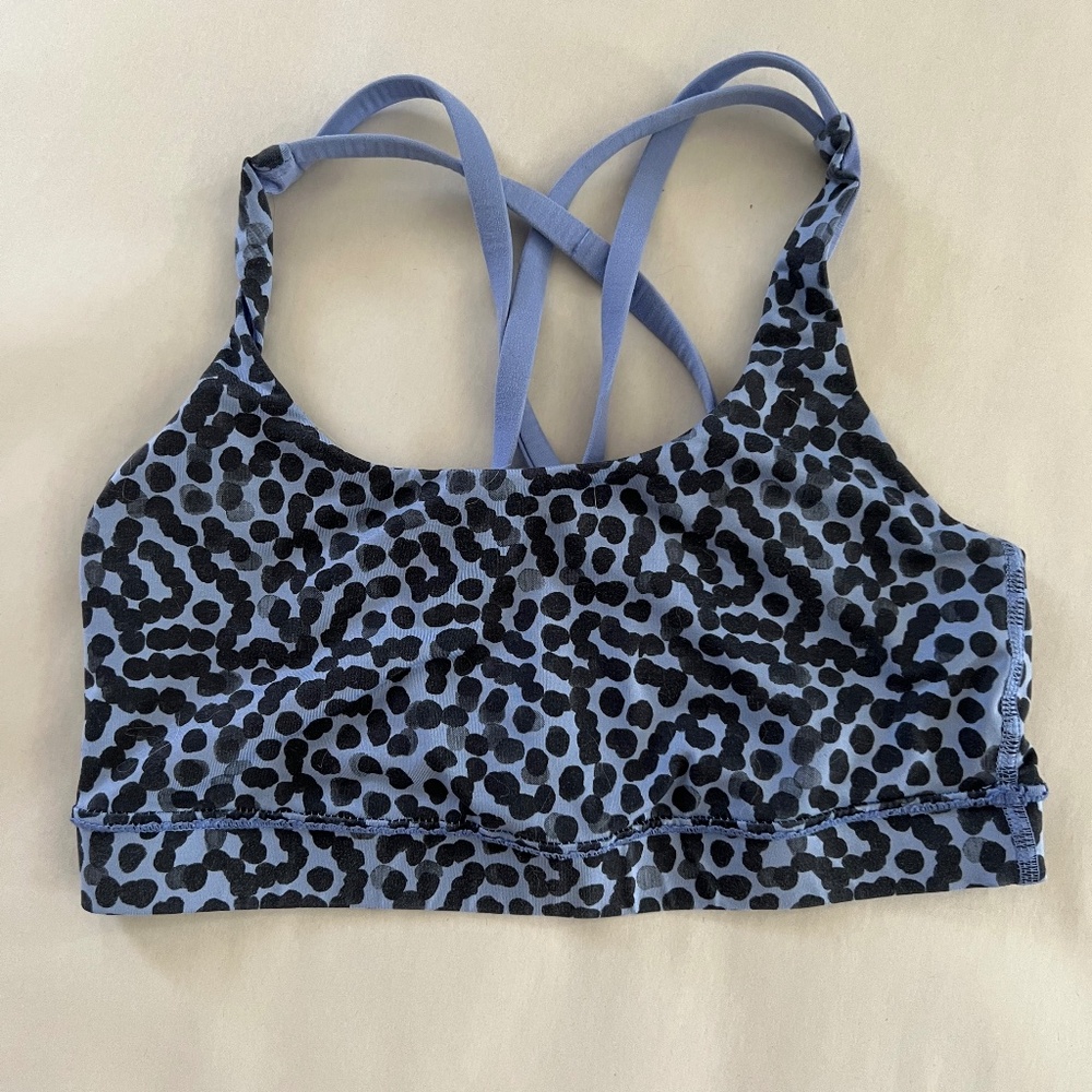 LULULEMON SPORTS BRA PURPLE AND BLACK DOTS SIZE 6